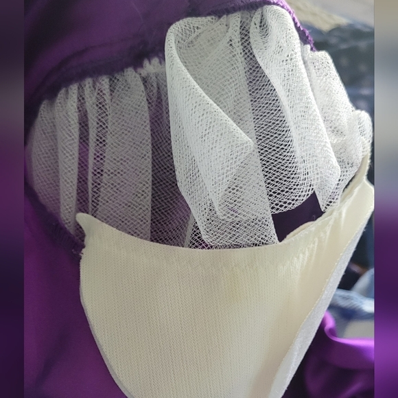 90's Alfred Angelo Purple Satin Sweetheart Puff Sleeve Prom Bridesmaid Dress - Picture 8 of 12